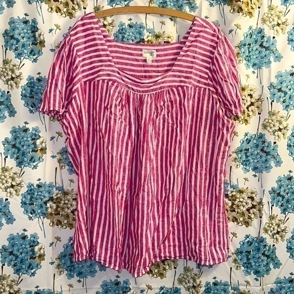 Terra & Sky Tops - terra & sky pink stripped comfy top